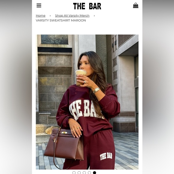 The Bar Varsity Sweatshirt Maroon NWT Same Day Ship - Picture 5 of 8